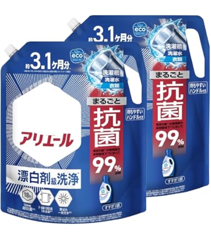 Amazon | 洗濯洗剤 液体 超抗菌プレミアム 漂白剤級の洗浄力 詰替 超